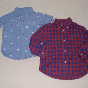 Lot of 2 Boys Ralph Lauren Crown Ivy Seagulls Long Sleeve Button Shirt Check 2t